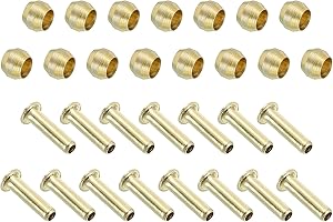 PATIKIL 4mm Tube ID Compression Assortment Kit, 15 Set Brass Compression Sleeve Ferrule & Insert for Water Oil Air Pipe