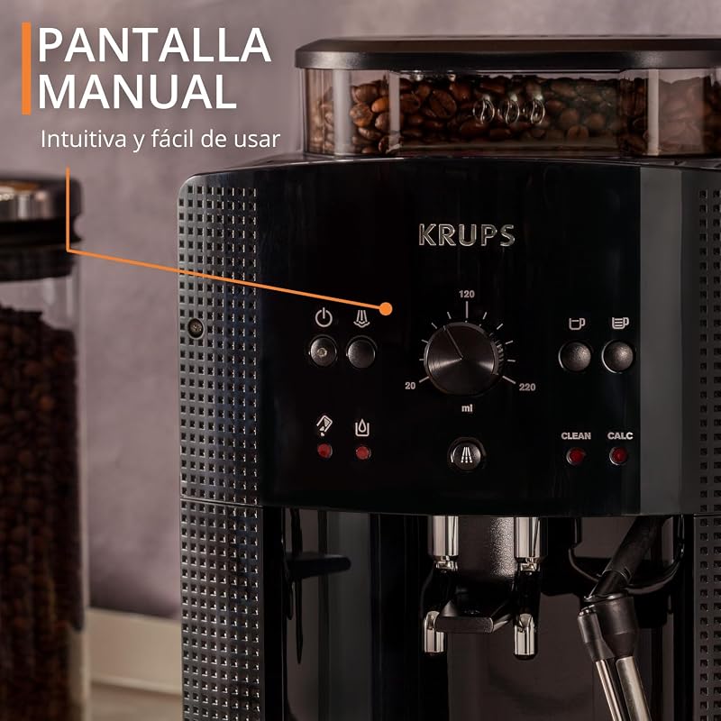 Krups roma ea810870 - cafeteira superautomática, 15 barras, moedor de café cônico metálico, com seleção de quantidade e intensidade de café, bico vapor, 2 bicos, inclui kit de limpeza