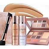 LUMINESS Complete Makeup Kit - Includes Face Palette, Airbrush Foundation, Primer and Brush - Silky, Long-Wearing, Easy to Blend, Perfect Makeup for Older Women, 4-PC Make Up Set (05 - Medium Warm)