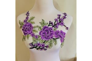ZALALAA 2pcs Flowers Embroidered Patch Sticker for Clothing Jacket Jeans Lace Applique DIY Clothes Decorations Fabric Patches (Style A Violet)