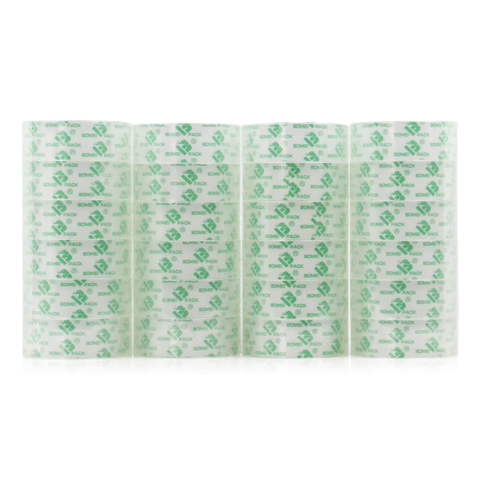 BOMEI PACK 24 Rolls Office Stationary Tape Super Clear 18mm x 25m Crystal Small Tape Refills for DIY Craft Presents Wrapping at home school office Workshop stores shops