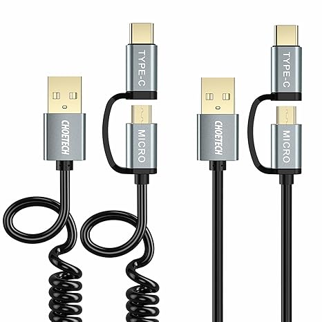 CHOETECH USB Type C Kabel, 2 in 1 USB C und Micro USB Kabel, (2 Stücke), 1.2m Lade- & Sync-Kabel Kompatibel mit Galaxy Note 9