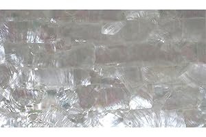 CRAFT CLOSET White Mother of Pearl Luméa Shell Veneer, Natural Strip, 5.5 x 9.5 inches, Includes 3M Adhesive Sheet for Application Abalone, for Inlay Projects