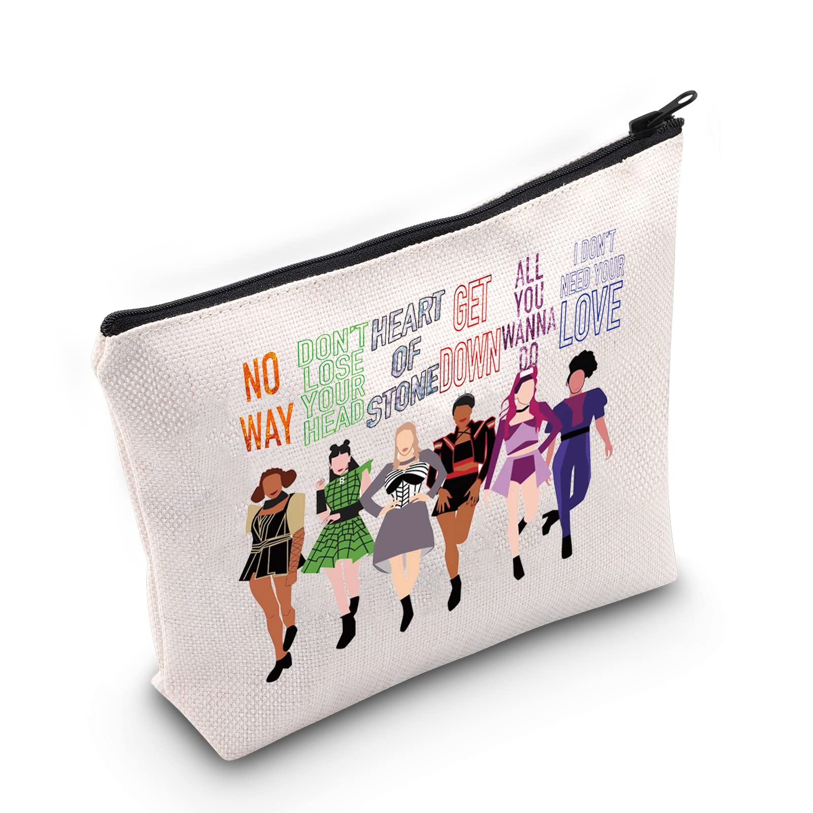 LEVLO Broadway Queen Cosmetic Make Up Bag Gift for Musical Theater Lover Six Queen Musical Make Up Zipper Pouch Bag for Women Girls, Broadway Six Queen