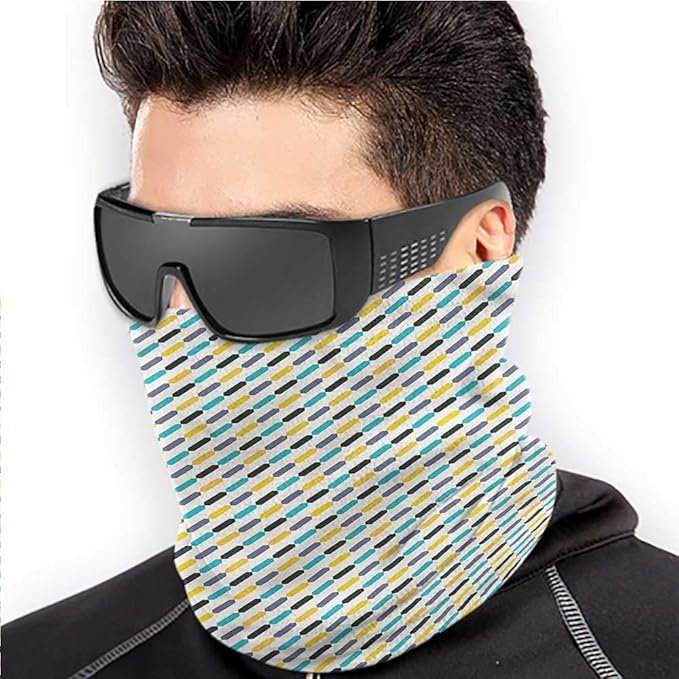 Face Scarf Mask For Men Modern Ski Tube Scarf Colorful Lines Vintage 10