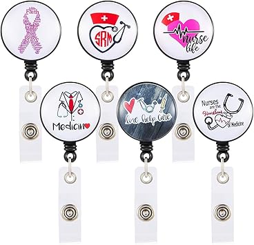 Amazon Com Biubee 6 Pieces Nurse Badge Holder Retractable 6 Different Heart Name Tag Id Card Work Badge Holder With Clip Delicate And Practical Nurses Day Badge Holders For Nurse And Doctor