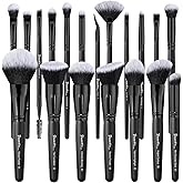 Bueart Design 19Pcs ULTRA SOFT Black labeled DENSE HAIR Makeup Brushes set Contains large powder Flat Foundation Ultimate Blending Make up Brush set Blush Face Brush Concealers contour Eyeshadow