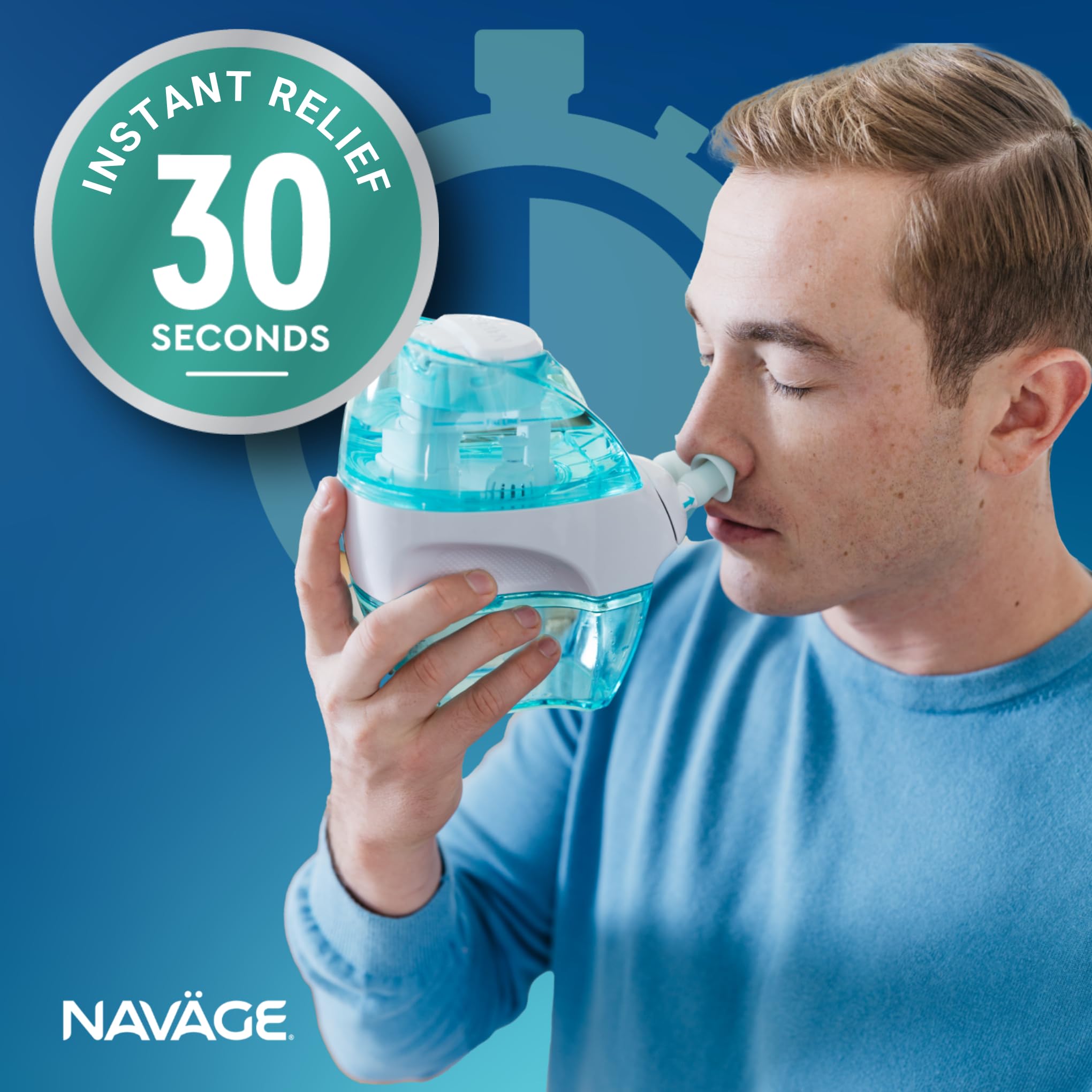 Navage Starter Bundle – Nasal Irrigation System with Nose Cleaner, 30 SaltPods, and Black Travel Case