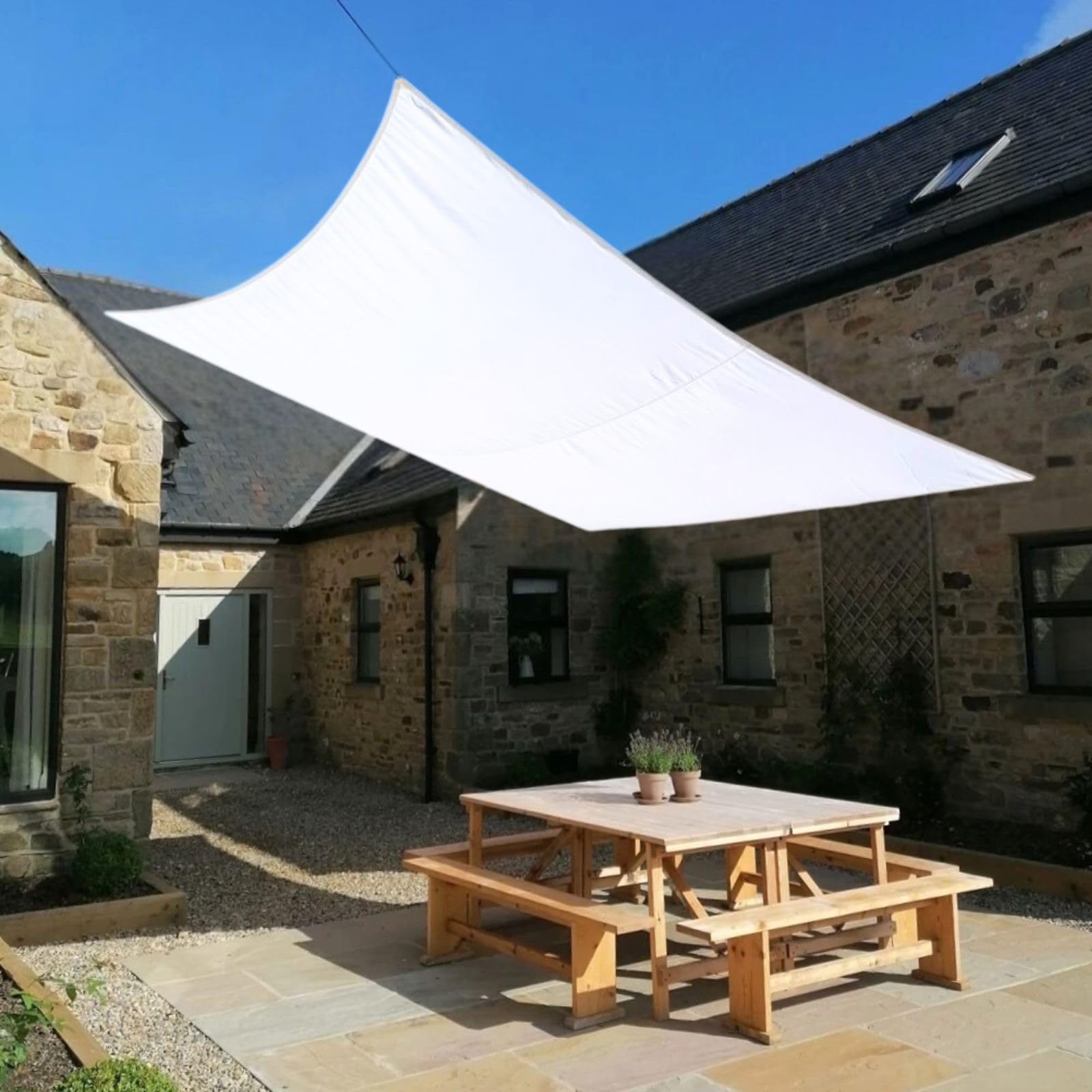 Clara Shade Sails - White Square 4m Sun Shade Sail, Conservatory Sail Shades, Pergola Canopy, Garden Sail Canopy Waterproof, Patio Gazebo, Tent, Outdoor Sun Sail Shade, Garden Awning