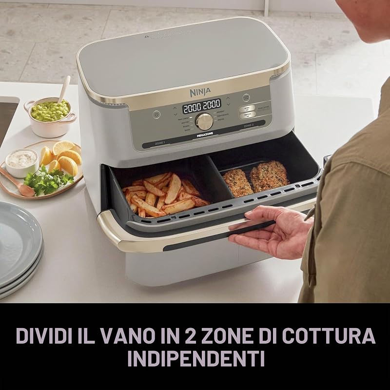 MAX PRO, Friggitrice ad Aria Formato Famiglia, 6 Funzioni, Beige/Oro