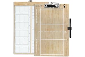 HIGHRAZON Volleyball Coaches Clipboard, Double-Sided Dry Erase Coach Clipboard, Burlywood Volleyball Whiteboard for Coaches, Lineup White Board with Marker for Coaches Gift