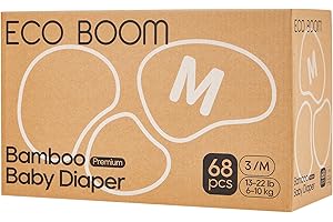 ECO BOOM Diapers, Viscose from Bamboo Diapers, Natural Soft Disposable Nappies for Infant, Size 3 Suitable for 13 to 22lb (Medium - 68 Count)