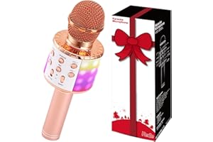 Fede Karaoke Microphone for Kids Adults, Wireless Bluetooth Microphone with LED Lights Portable Mic Speaker Karaoke Machine f