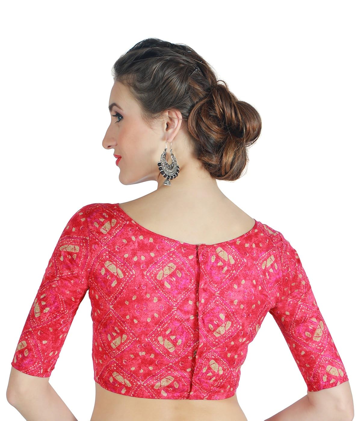 studio shringaar women's cotton abstract print saree blouse.