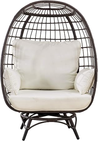 Amazon Com Sunjoy A207000700 Laura Swivel Egg Cuddle Chair Brown Garden Outdoor