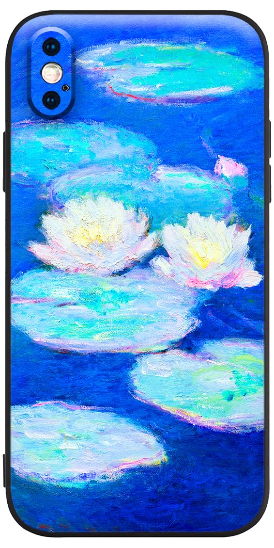 Berkin Arts Compatible with iPhone X Case/iPhone XS Silicone Case Cover Designs Cute Painting Famous Women Soft Shockproof Bumper Slim Come with Screen Protector (Claude Monet-Lilies)