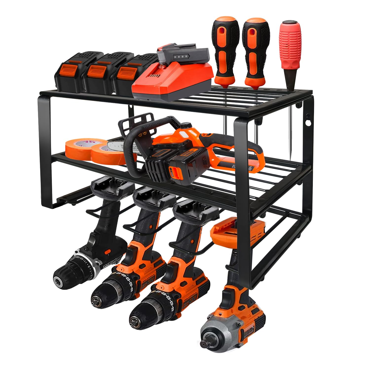 Photo 1 of DECMIOX Power Tool Organizer, Wall Mounted Storage Rack,150lb Weight Limit Heavy Duty Floating Tool Shelf, Utility Holder for Drill & Screwdriver, Christmas Gift for Men Dad Father's Day