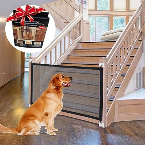 Magic Gate for Dogs, 2020 Retractable Mesh Dog Gate Extra Tall and Wide Baby Safety Gate Pet Magic Gate for Doorways, Stairways, Hallways