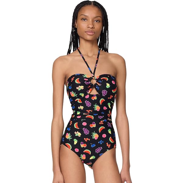 kate spade new york Women's Tie Front Bandeau One Piece Swimsuit