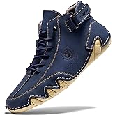 FLYLAND Men's Casual Leather Fashion Sneakers Ankle Chukka Boots Slip On Lightweight Loafers Walking Driving Shoes