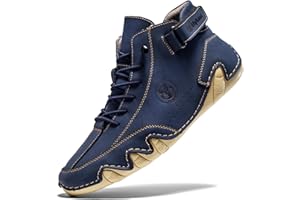 FLYLAND Men's Casual Leather Fashion Sneakers Ankle Chukka Boots Slip On Lightweight Loafers Walking Driving Shoes