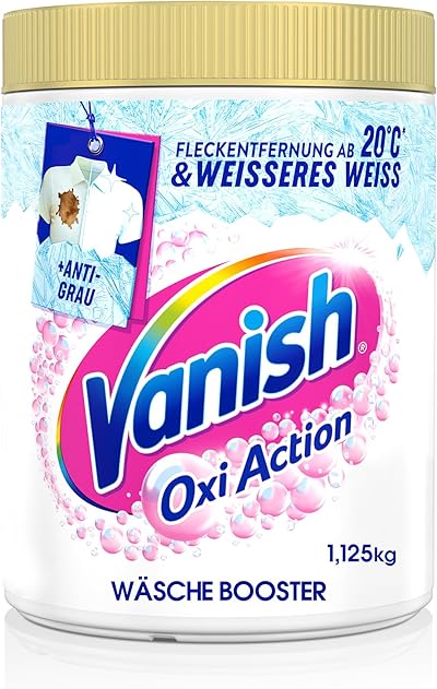 Vanish Oxi Action Powerweiss Pulver – 1 x 1,125 kg – Fleckenentferner und Wäsche-Booster Pulver ohne Chlor – Für weiße Wäsche