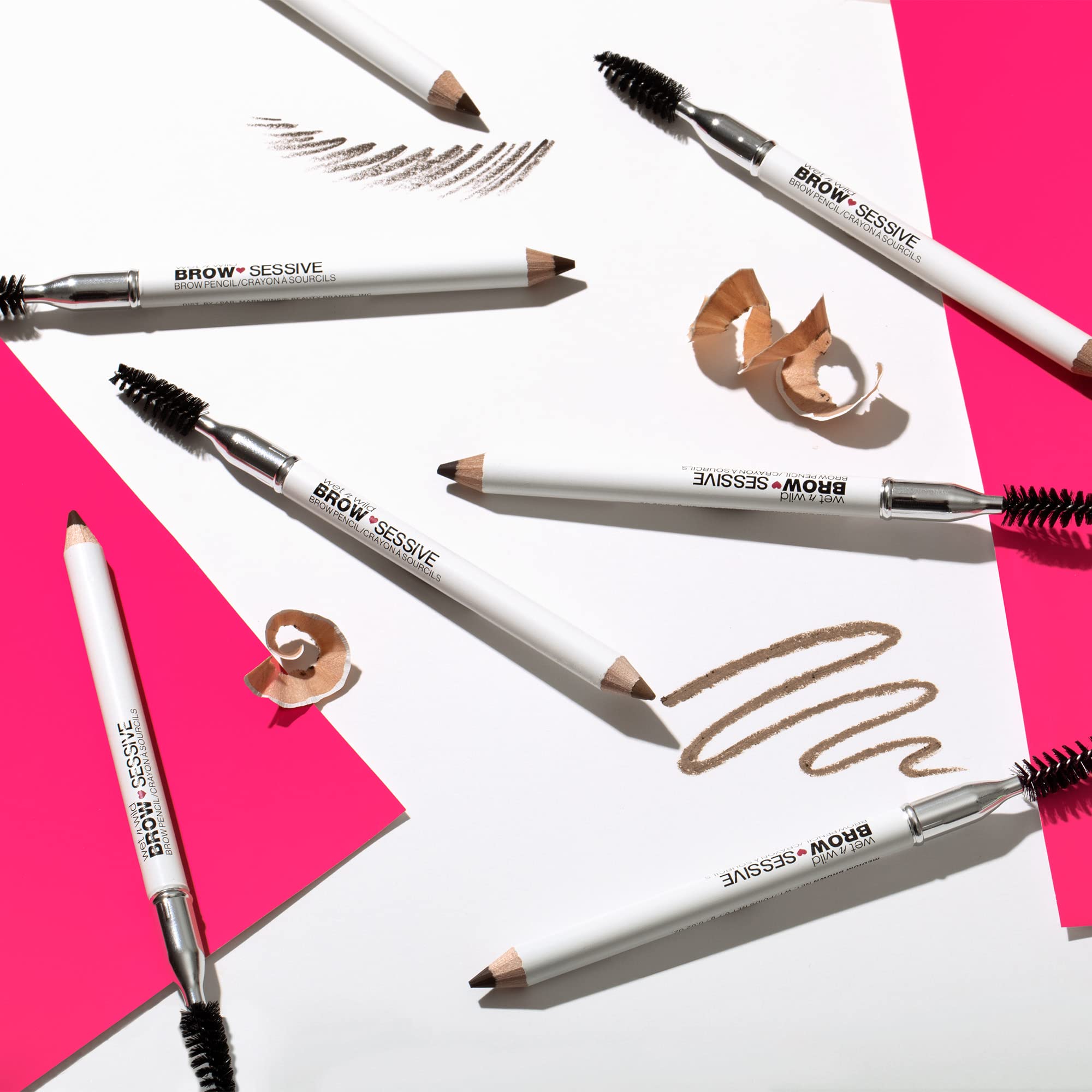 wet n wild Brow-Sessive Brow Pencil, Ultra-Precise Dual Ended Spoolie Brush for Perfect Buildable Blendable Shaping, Natural Lasting Shades for Every Brow, Cruelty-Free & Vegan- Medium Brown(Packaged)