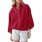 Locachy Women's Button Henley Neck Cotton Oversized Sweatshirt Casual Drop Shoulder Pullover Tops 2025 Fashion Outfits