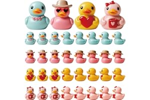 Memorywuu 72 Pcs Valentine's Day Resin Ducks Bulk Mini Love Heart Pastel Ducks Figures Valentines Gifts for Home Tabletop Micro Landscape Vase Cake Birthday Party Decor Bath Supplies