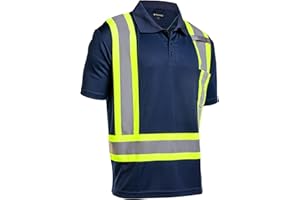 FORCEFIELD Hi-Vis Reflective Short Sleeve Safety Polo Shirt, Breathable Polyester Birdseye Knit with Chest Pocket