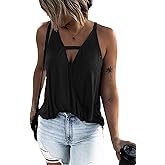 Hilltichu Women's Choker V-Neck Wrap Tank Tops