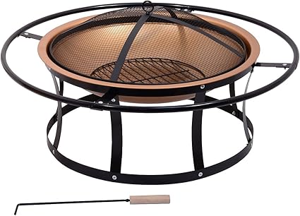 Feuerschale für den Garten, 60cm Durchmesser rund mit Deckel, Rost und