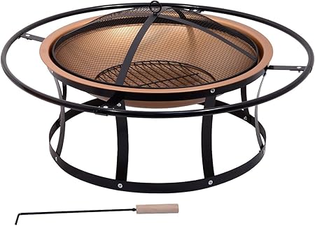 Feuerschale für den Garten, 60cm Durchmesser rund mit Deckel, Rost und