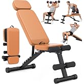 Rendpas Adjustable Weight Bench for Home Gym Full Body Strength Training | 800LBS Capacity, 10 Backrest Angles -25&deg; to 87&deg;,Extra Long Headrest, 90% Pre-Assembled, Foldable Design, Alloy Steel Frame