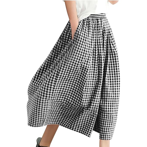 パンツ Alice check culottes chouyatou Women's Plaid Wide Leg Culotte Pants Gingham High