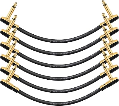 Donner Right Angle Patch Cables 6 inch 6 Pack Guitar Effects Cords