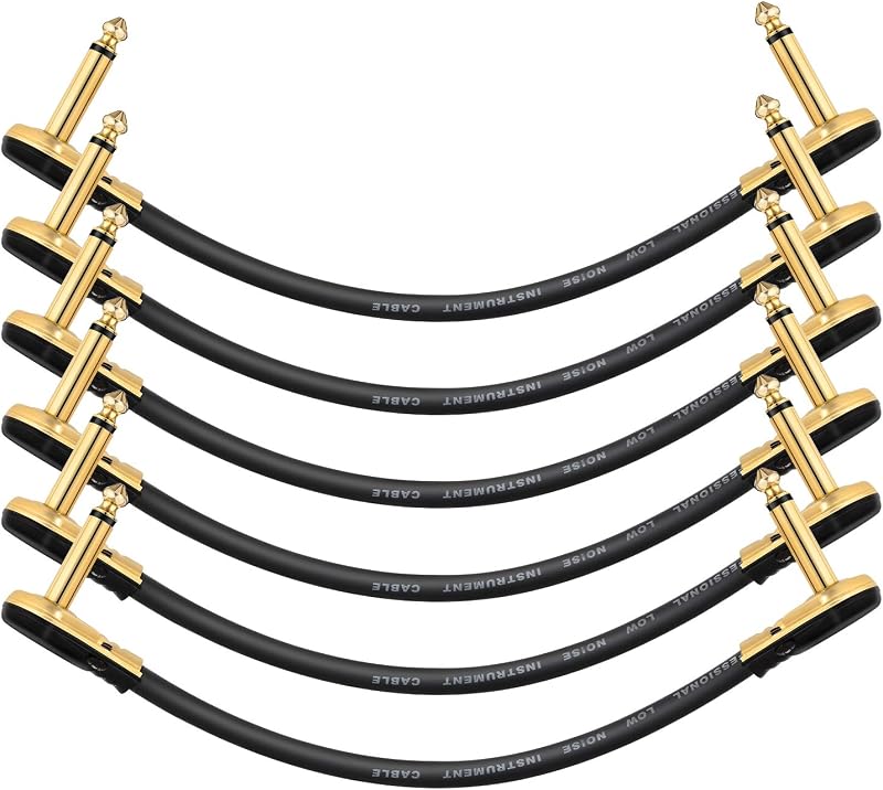 Donner Right Angle Patch Cables 6 inch 6 Pack Guitar Effects Cords