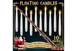TLPUHU Floating Candles with Wand 10PCs - Magic Hanging Candles Christmas Decorations Flameless Taper Candles with Remote, Floating Lights Gifts for Window Home Bedroom Wedding Birthday Party Indoor Decor