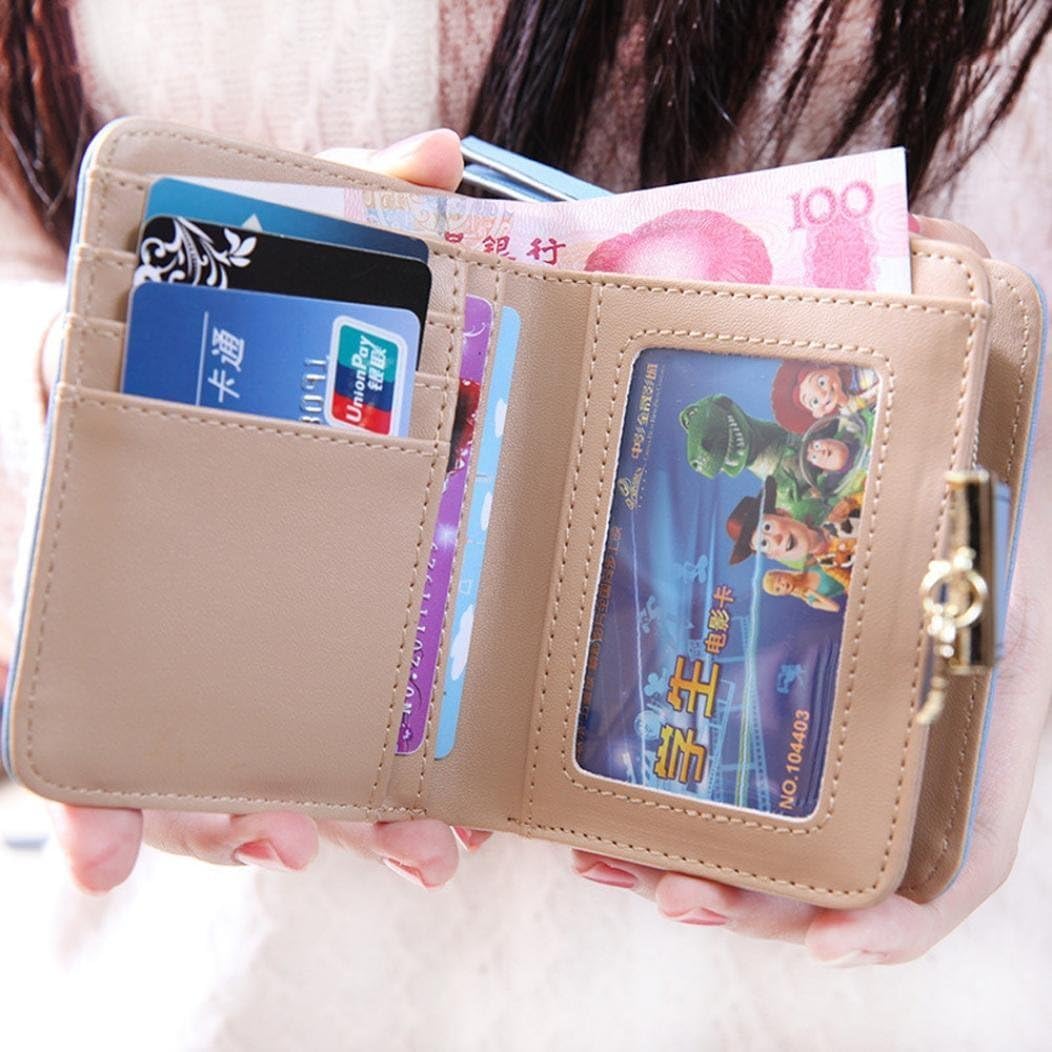 Zip Around Leather Wallet with ID Window, Short Bifold Money Clip Coin Purse Card Holder Leaf Clutch for Women Teenage Girl Gift - Image 4