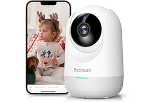 BOTSLAB Baby Monitor Camera-2K WiFi Baby Video Monitor with Human&Sound Detection,Indoor Security Camera with Night Vision, Works with Alexa