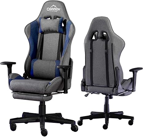 Amazon Co Jp ゲーミングチェア オフィスチェア デスクチェア ゲーム用チェア リクライニング パソコンチェア ハイバック ランバーサポート ヘッドレスト 通気性抜群 高さ調整機能 肘付き前後左右上下調整可能 ファブリック 布 一年無償部品交換保証 日本語取説