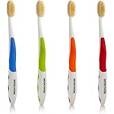 MOUTHWATCHERS Dr Plotkas Soft Bristle Flossing Toothbrush Manual Soft Toothbrush for Adults, Ultra Clean, Good for Sensitive Teeth and Gums, Variety 4 Pack, Colors May Vary
