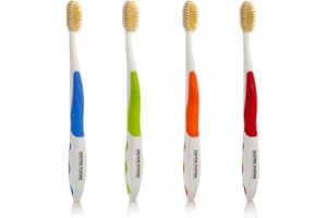 MOUTHWATCHERS Dr Plotkas Soft Bristle Flossing Toothbrush Manual Soft Toothbrush for Adults, Ultra Clean, Good for Sensitive Teeth and Gums, Variety 4 Pack, Colors May Vary