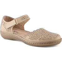Spring Step Women's Nougat Wedge Sandal - Laser Cutout Closed Toe Sandal With Memory Foam
