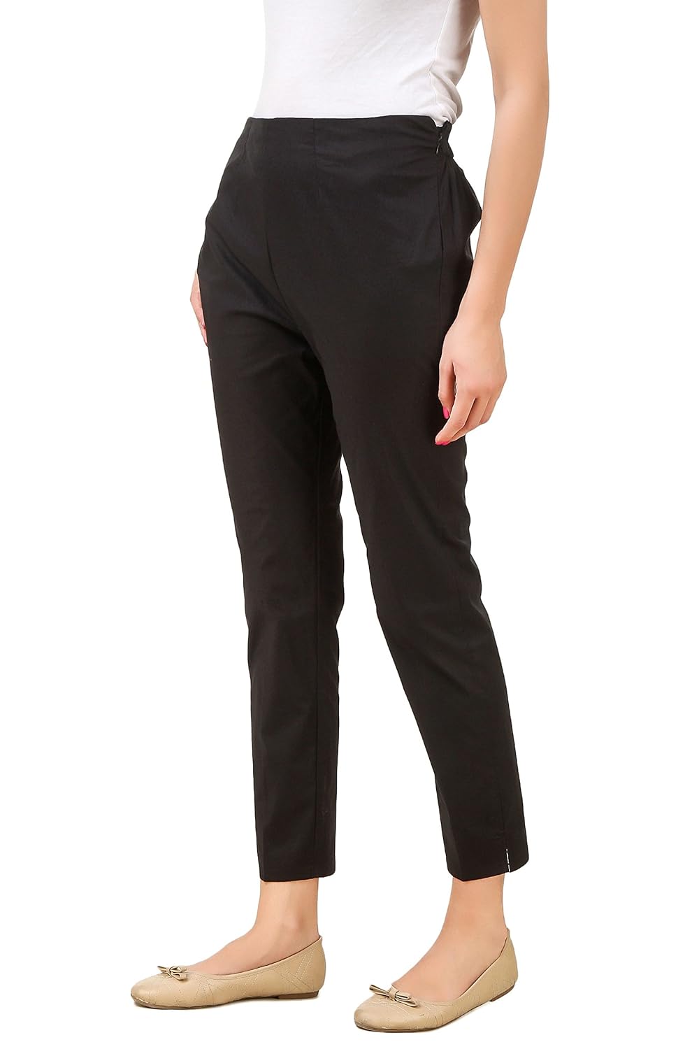 q-rious women's cotton lycra trousers/pants/chinos (pack of 2)