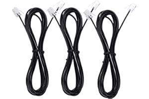 LANSENSU Telephone landline Extension Cord Cable Cord with Standard RJ-11 6P4C Plug (3Ft-3Pack, Black)