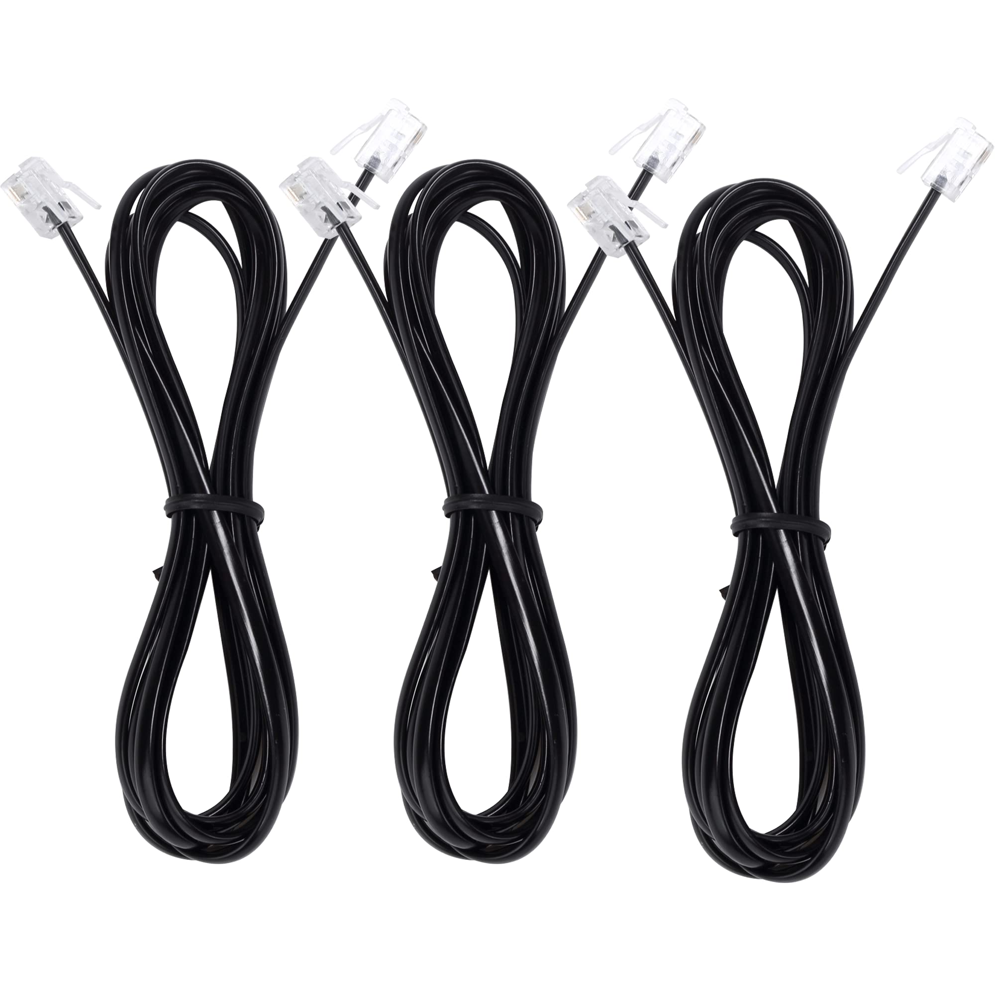Photo 1 of Telephone landline Extension Cord Cable Cord with Standard RJ-11 6P4C Plug (3Ft-3Pack, Black)