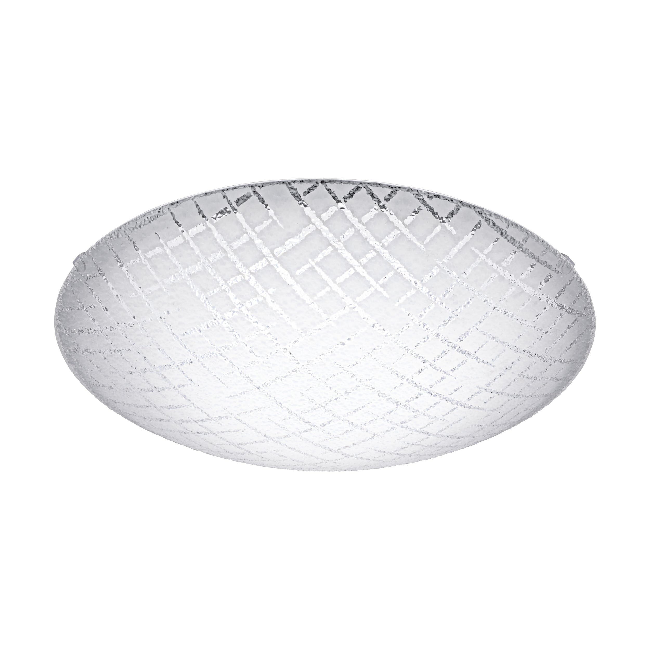 EGLO Riconto 1 LED Ceiling Light, Diameter 31.5 cm, 1-Bulb Ceiling Light, Living Room Lamp Made of Metal and Ribbed Glass in White, Kitchen Lamp, LED Hallway Lamp, Round, Warm White
