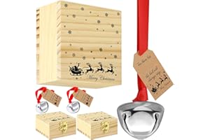 Ceenna 2 Sets Christmas Believe Bell Gifts Polar Ornaments Bulk Santa Bells Christmas Polar Train Party Gifts Decorations Tree Decor (Beige)
