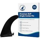Premium SUP Single Center Fin: No-Tool Installation with Screw, Fiberglass Reinforced Replacement Fin for Paddle Boards